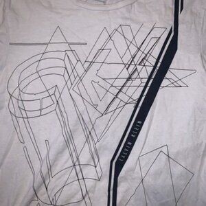 Calvin Klein Short Sleeve White T-Shirt Black Graphic White Men's M Cotton